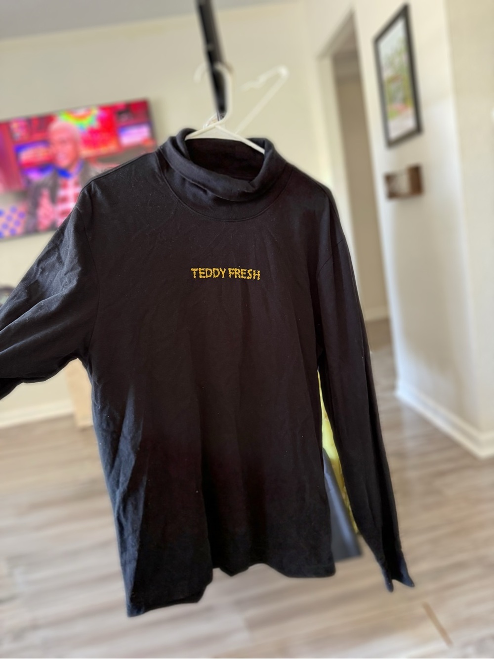Teddy Fresh Black Long Sleeve Turtleneck with Gold Logo